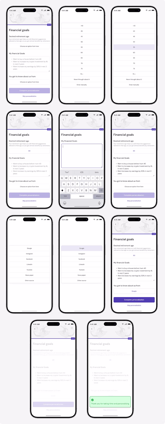 Onboarding Questionnaire Design for Financial Strategy App