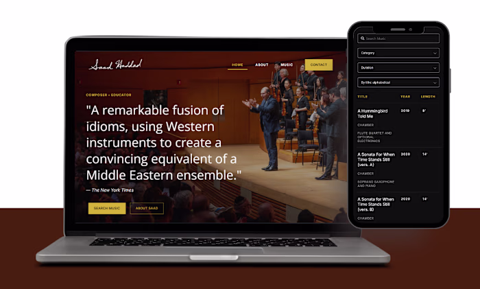 Lead-Generating Website for Composer Saad Haddad