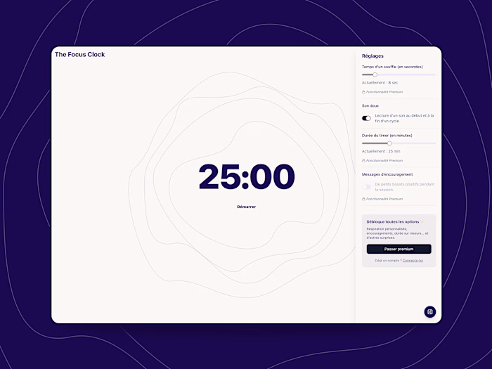 The Focus Clock: Minimalist deep work timer (FR)