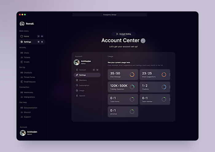 AI Chat Bot Dashboard Design
