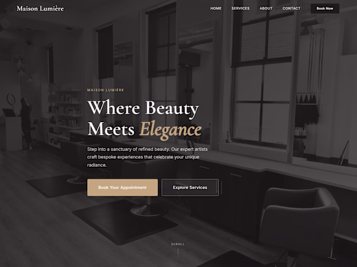 A luxury beauty salon website
