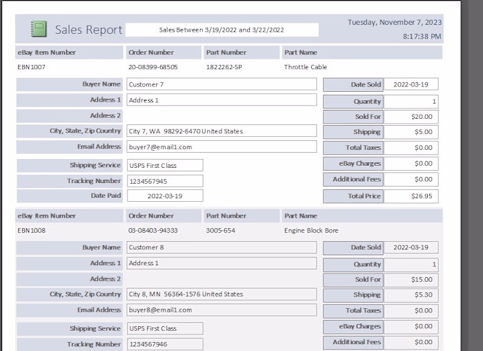 MS Access eBay Parts Manager