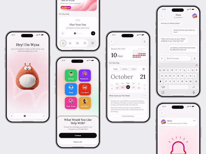 AI Therapy & Mental Health Companion Mobile App UI/UX Design