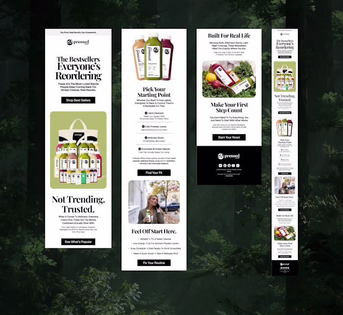 Email design for Pressed Juicery