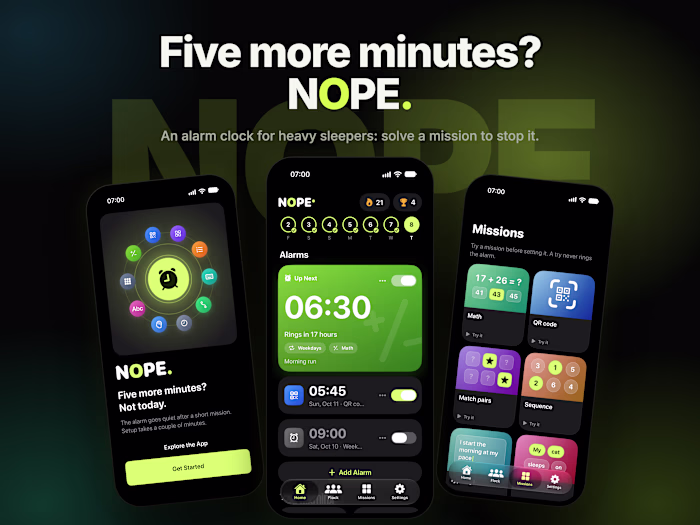 NOPE – Alarm Clock for Heavy Sleepers (iOS)
