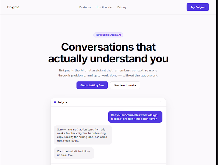 Ai landing page mock up