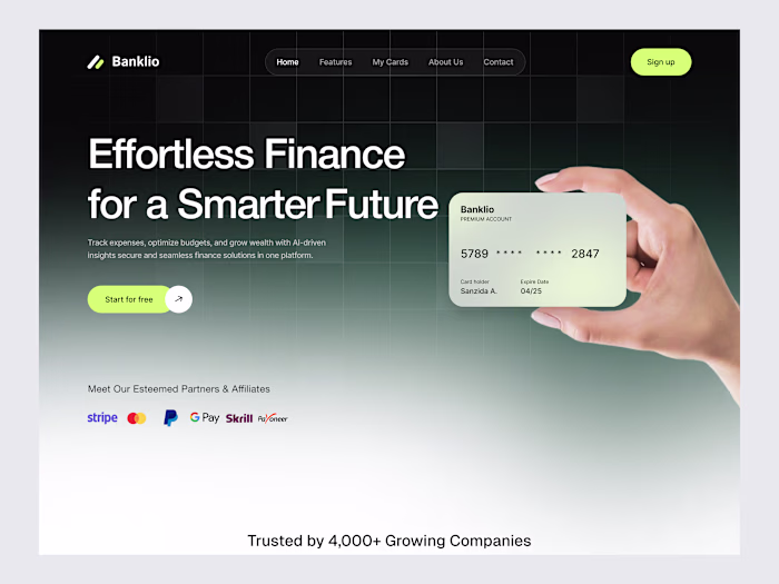 Designed a sleek modern finance