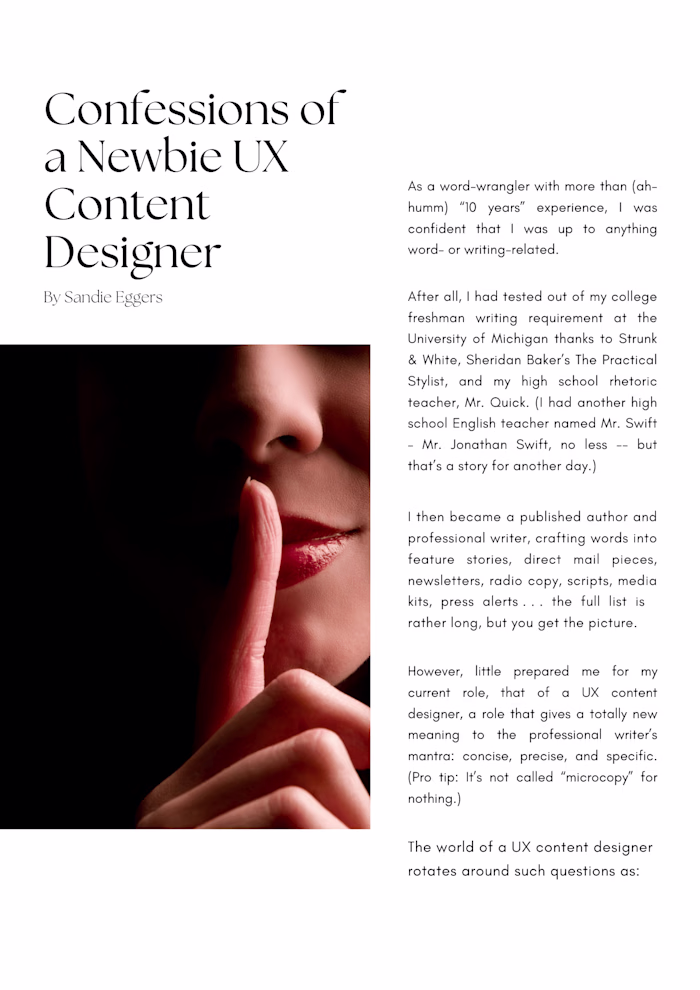 Blog article: Confessions of a Newbie Content Designer