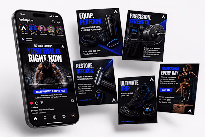 Modern Fitness Instagram Social Media Mockup