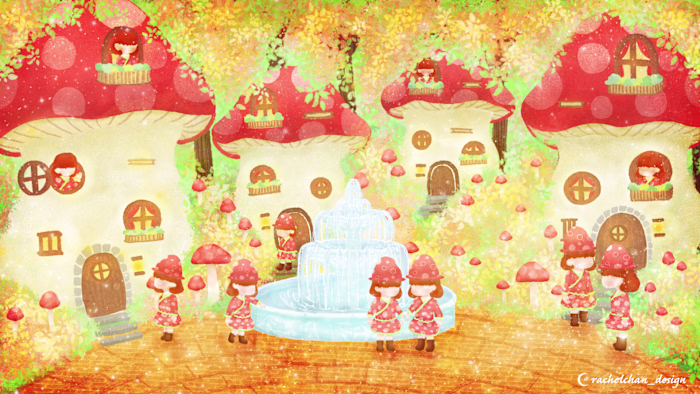 Line Sticker and Illustration | The Mushroom Village