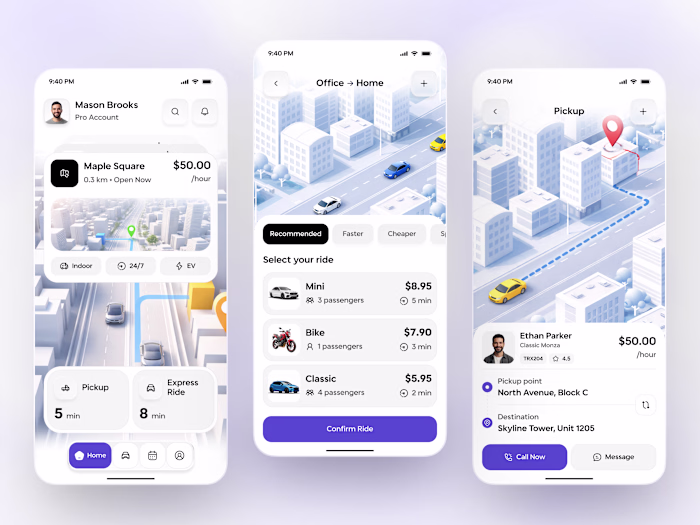 Hire Expert for Innovative Ride Booking App UI/UX Design