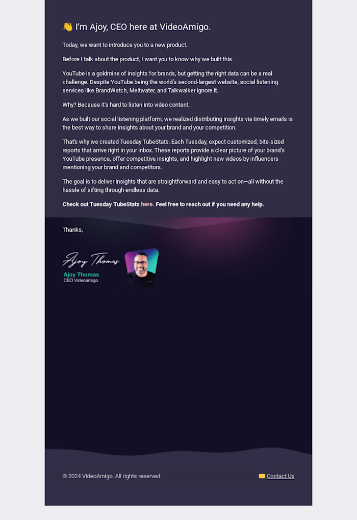 Product Announcement Email