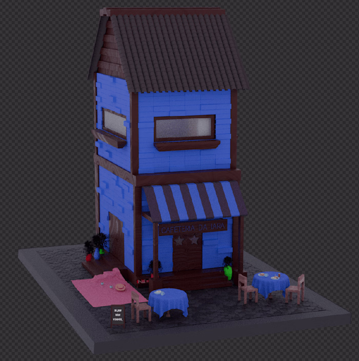 Modelagem 3D de uma cafeteria | 3D Coffee Shop Model