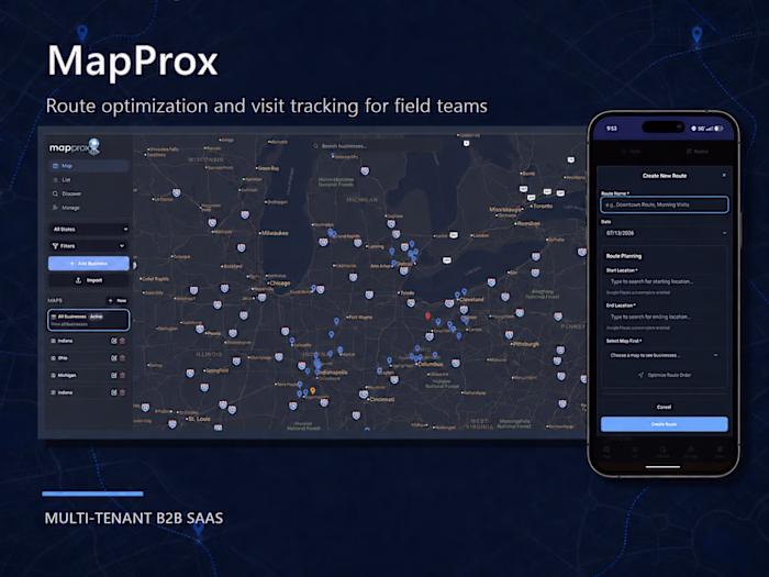 MapProx — Route Optimization & Visit Tracking SaaS