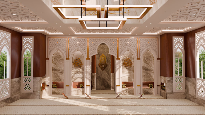 An elegant Islamic mosque interior