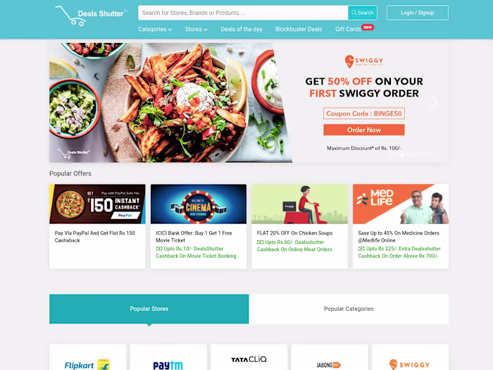 (Dealsshutter.com) Coupons and deals portal for online shopping