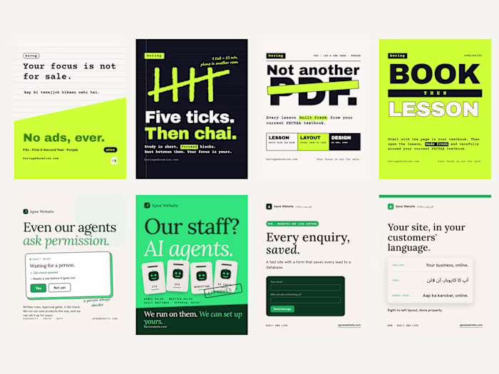 Social Visuals for Boring Education and Apne Website