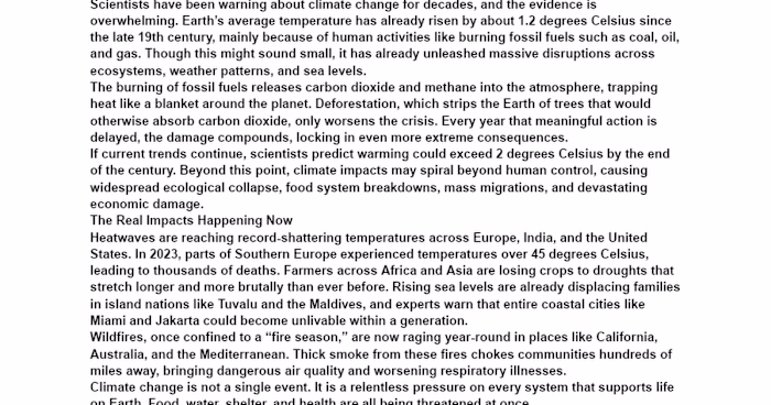 The Urgency of Addressing Climate Change