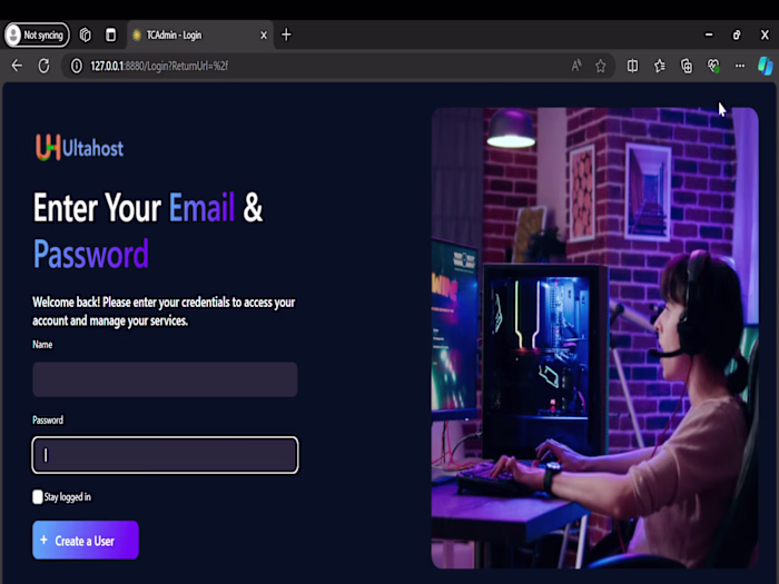 Gaming Application Login Panel 