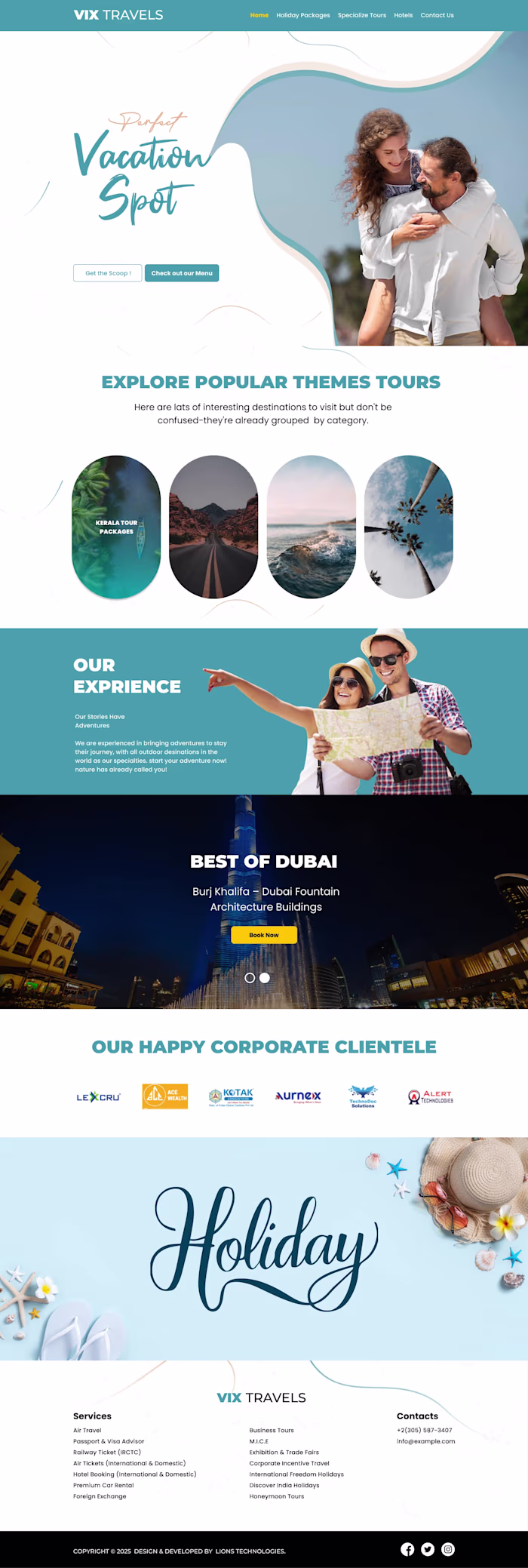 Website design and development for local travel agency
