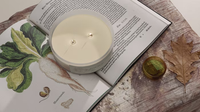 Editorial Heritage Candle Labels and 3D Mockups