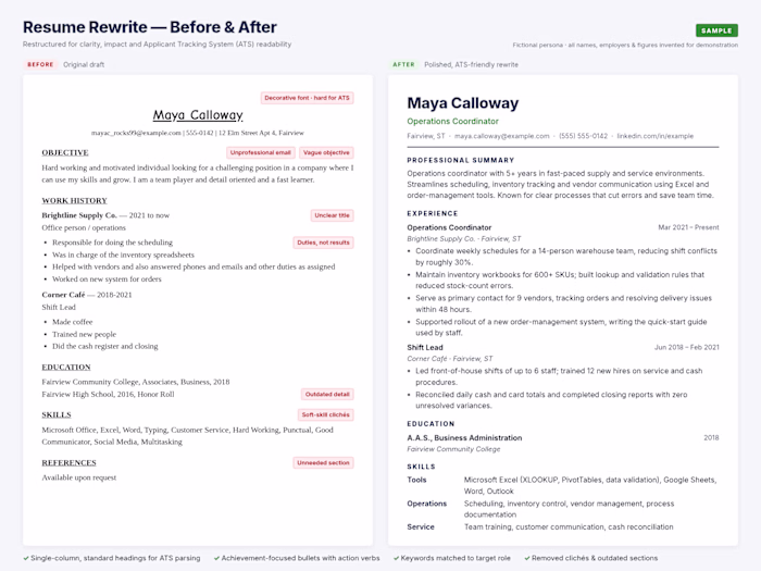 Sample: ATS Resume Rewrite