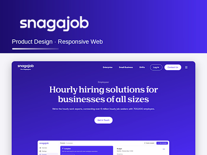Employer-side marketing site for an hourly-hiring marketplace