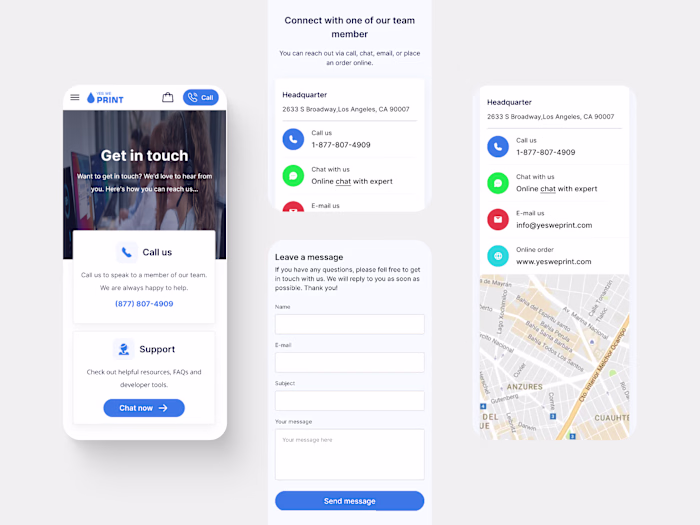 Contact us / Mobile UI