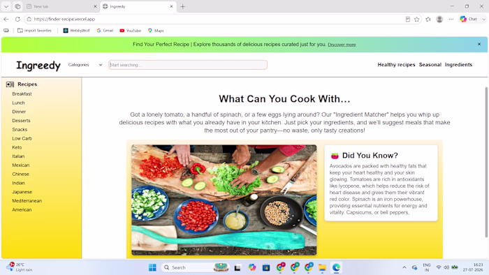 Ingreedy – Recipe Finder App