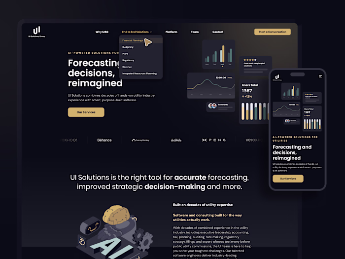 UI Solutions Group. AI-Powered Solutions · Web Design · Styl...