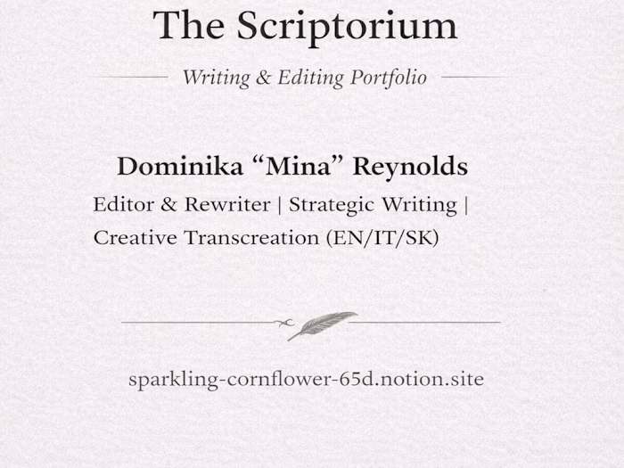 The Scriptorium — Writing & Editing Portfolio