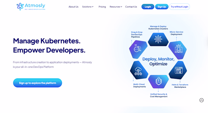 Atmosly – DevOps Platform Website