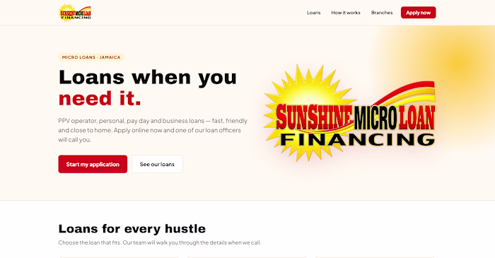 A website for Sunshine Micro