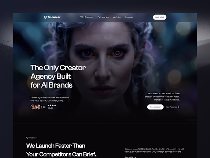 Sponseer AI Creator Agency Landing Page
