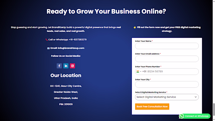 Landing Page for a Digital Marketing Agency.