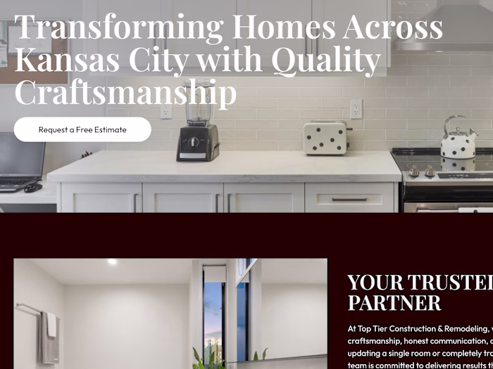 Top Tier Construction & Remodeling Landing Page