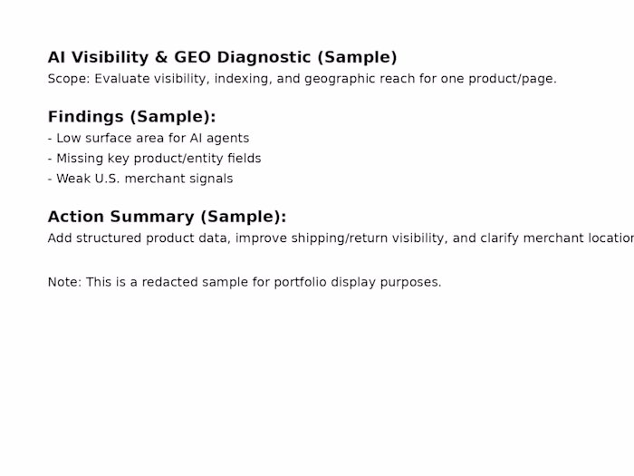 Sharing a sample AI Visibility & GEO Diagnostic for product ...