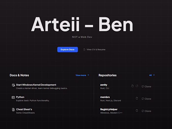 Arteii - not a web dev