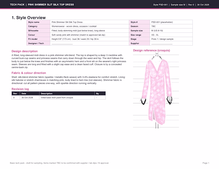 Fashion tech pack of pink slit silk top dress
