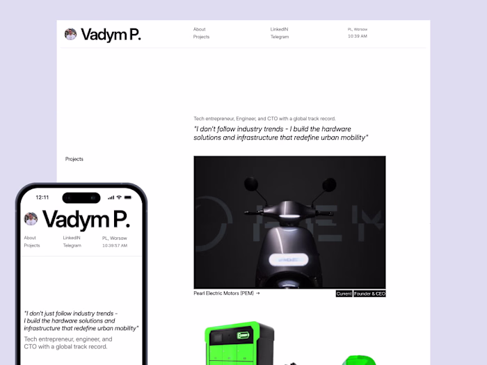Premium Executive Portfolio for a tech entrepreneur