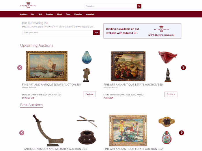 Global Auction Platform Development for Antique Arena