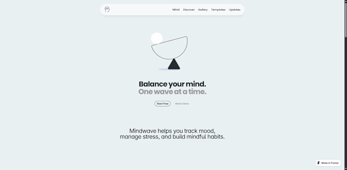 Mindwave Mental Wellness App Landing Page Design