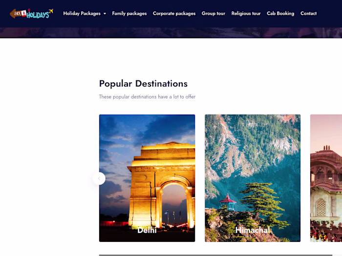 Back2Holidays - a travel agency web app
