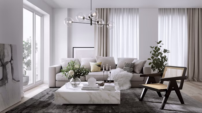Interior Design. 3d render Living room
