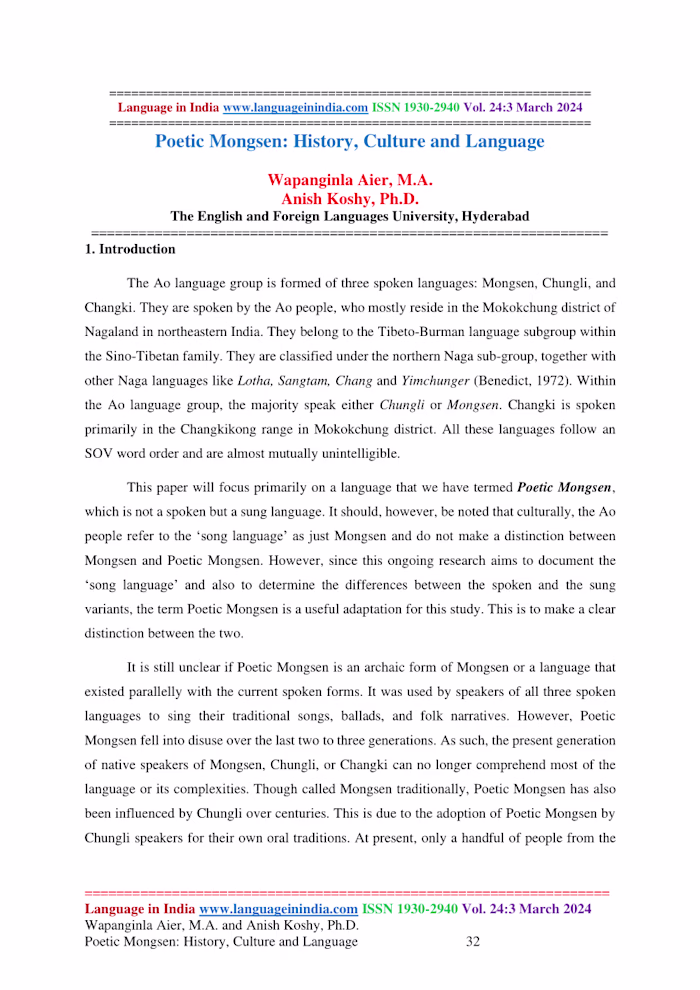 Poetic Mongsen: History, Culture and Language