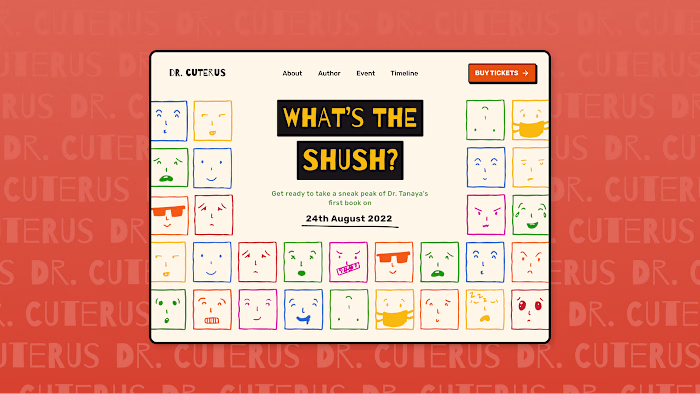 A landing page for a book launch event for teenagers