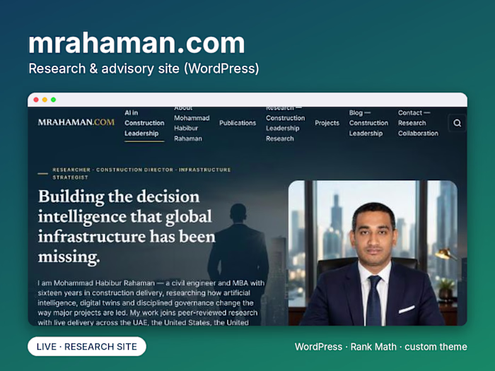 mrahaman.com: Research and Advisory Website