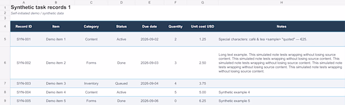 Excel Data Validation — Synthetic Data Demo