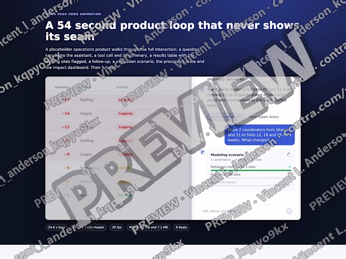 Seamless 54 s product hero loop, 8 beats