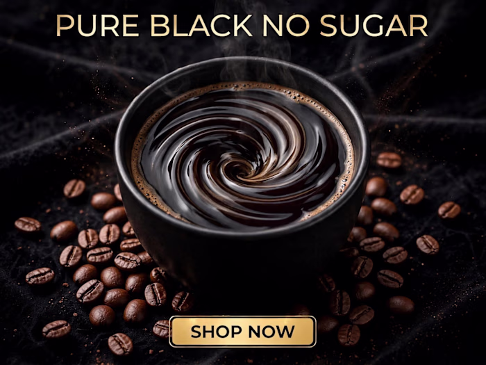3D Product Ad - Premium Black Coffee Swirl